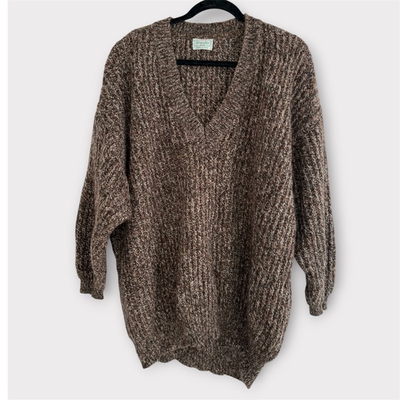Vintage Benetton Made in Italy Brown V-Neck Sweater - Picture 1 of 8